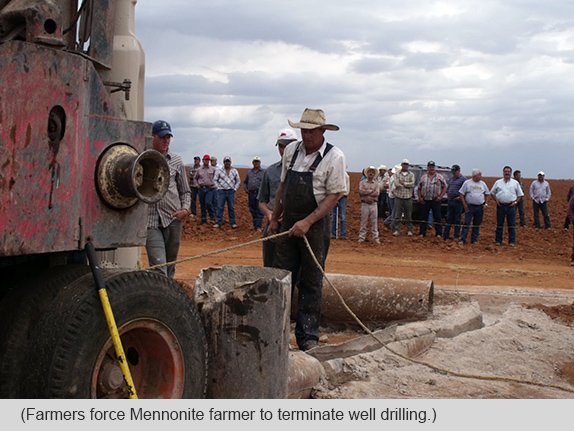  Farmers force Mennonite farmer to terminate well drilling / Tom Barry